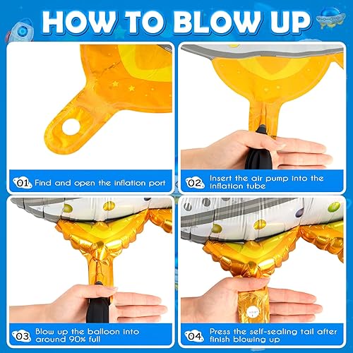 Miniatura 6 de 6 globos alienígenas, globos de OVNI para niños, globos de aluminio de nave espacial, globos de alienígenas del espacio exterior, decoraciones de
