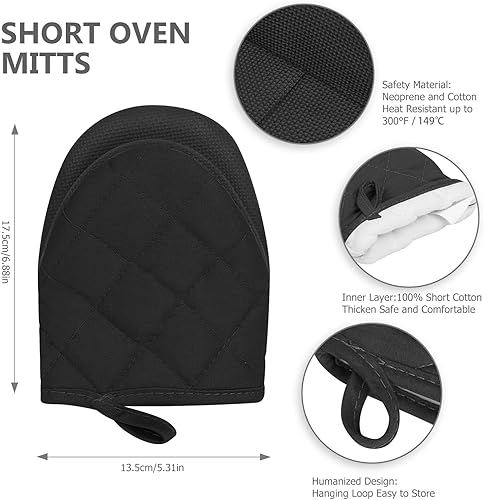 Miniatura 3 de 1 par de guantes cortos para horno con soporte para ollas, guantes de silicona para horno de cocina, resistentes al calor, 500 , mini guantes para