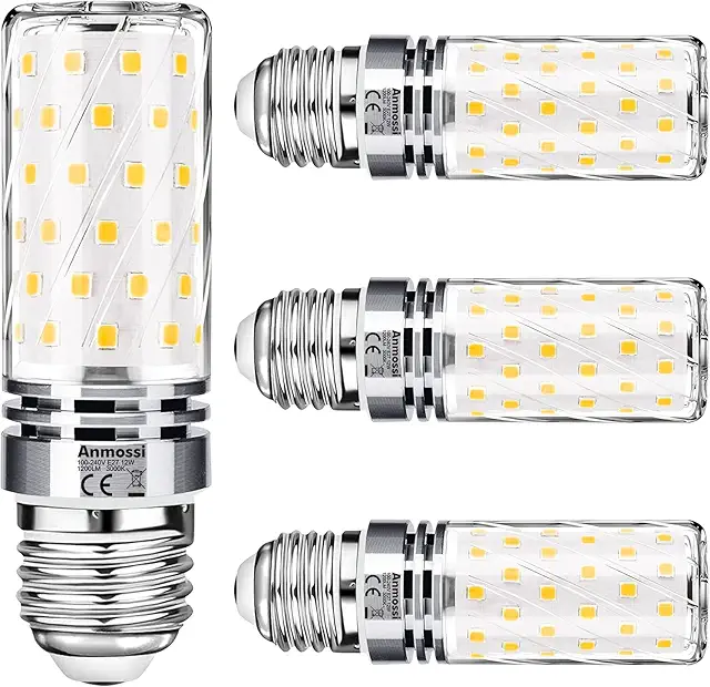 Anmossi E27 LED Corn Bulbs - 12W, 3000K Warm White, Pack of 4