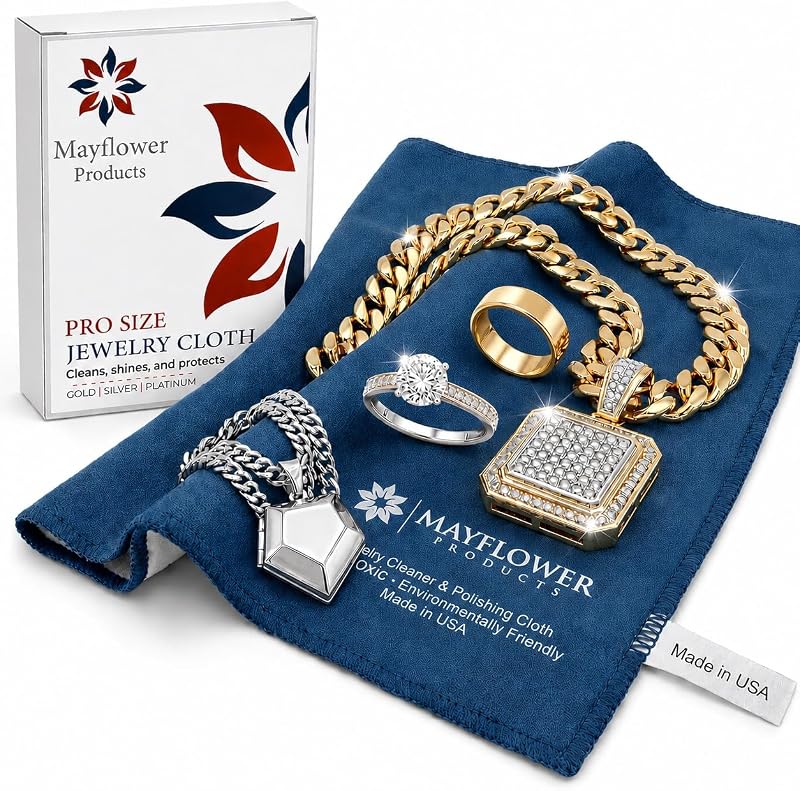 Paño de limpieza para pulir joyas para anillos de plata, oro, platino y diamantes | Paño para pulir plata de primera calidad, fabricado en EE. UU., grande, 11 x 14, no tóxico, reutilizable, de algodón suave, quita el deslustre y restaura el brillo.