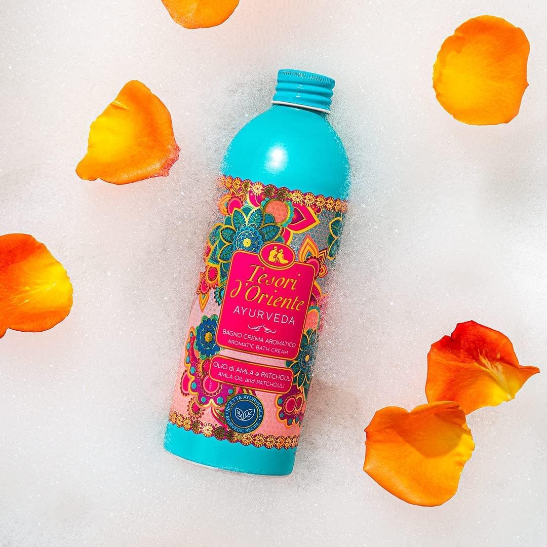 12x Tesori d'Oriente Bagno Crema Ayurveda,Schaumbäder mit Amla und Patchouli,reinigt sanft die Haut und verleiht Glanz und Geschmeidigkeit,500ml + Beni Culinari Kostenloser Schlüsselanhänger