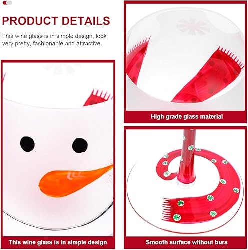 Miniatura 5 de DOITOOL Copas de vino de Navidad con tallo, muñeco de nieve festivo pintado a mano, copa de vino de Navidad, copas de cóctel, copas de vino con