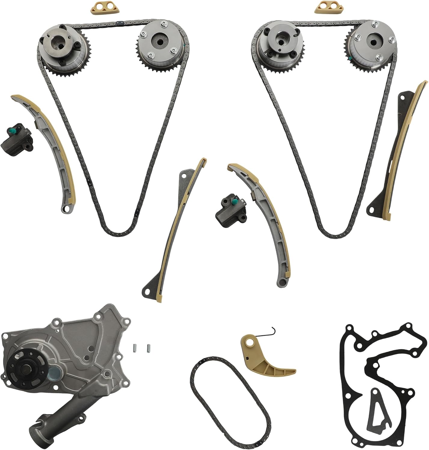 G6DH 3.3 3.8 Engine Timing Chain Kit With Water Pump Fit For Hyundai Azera Genesis SantaFe Palisade Kia K900 Sedona Sorento Stinger Telluride 3.3L 3.8L 2015-2021 24410-3CGA3 24820-3CGA3 24810-3CGA2