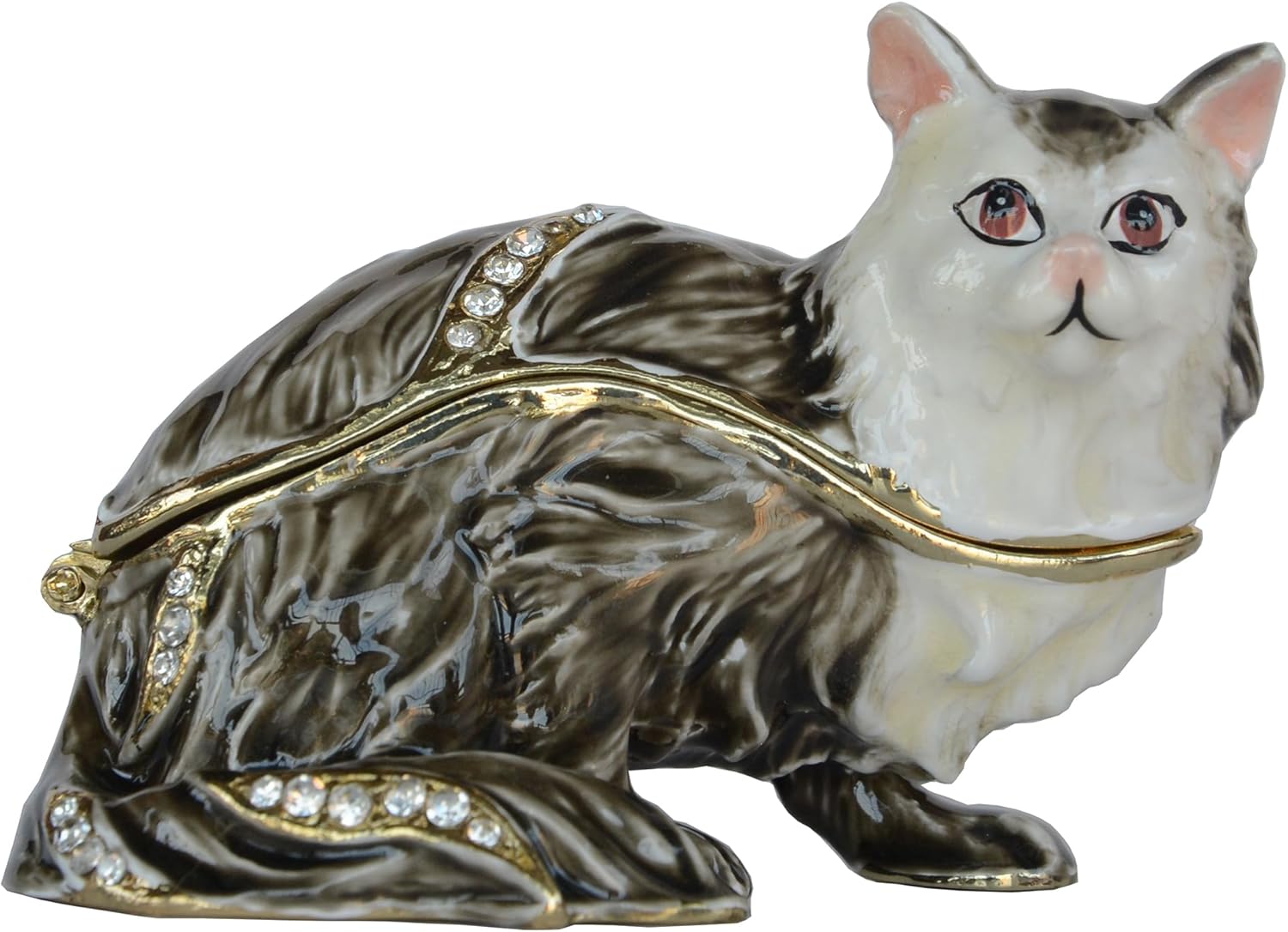 Brown Kitten Cat Trinket Box Jewelry Box Hand Painted Decorative Box with Hinged Lid Ring Earring Holder Cat Figurine Collectible