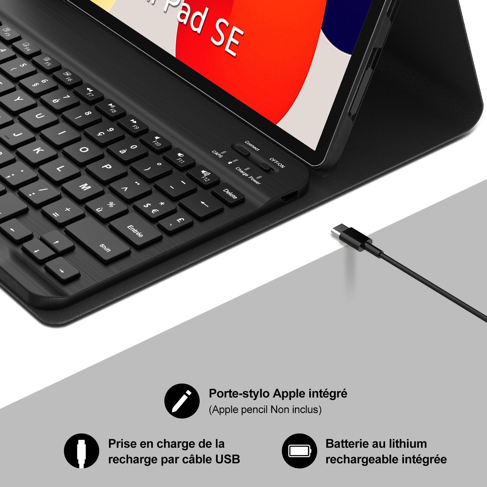 Clavier Coque Bluetooth AZERTY Magnétique Pour Xiaomi Redmi Pad SE 11" (2023) - Détachable, Protection Complète - Violet