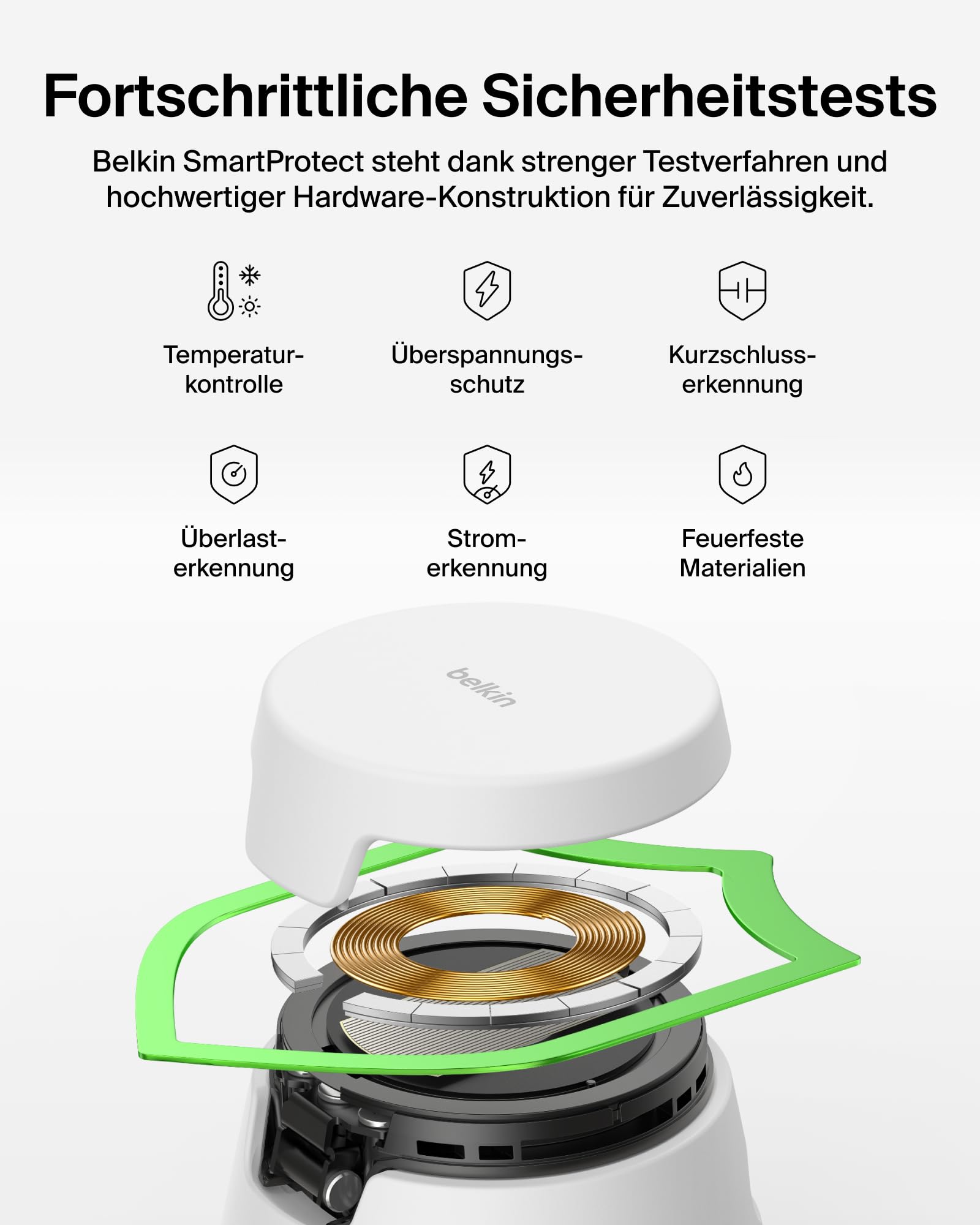 Belkin UltraCharge 3-in-1 Induktive Ladestation mit Qi2, 25W – Weiß | Qi2.2-zertifiziert, Kabelloses Ladegerät mit USB-C-Port, Wireless Charger für iPhone, Galaxy, Kopfhörer; mit 45W Netzteil