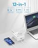 Regleta con Enchufe Plano Olcorife con Cable de Extensión de 3 Metros, 8 Enchufes y 4 Puertos USB (1 USB C), Extensor de Enchufe de 3 Lados para Hogar, Oficina, Viaje o Dormitorio, Blanco 3