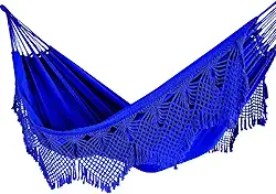 Rede De Descanso Luxo Dormir Balanço Casal Jeans Reforçada Grande 4.3 m x 1.5 m Até 250Kg - Ideal Para Camping, Praia, Acampamento, Jardim, Varando, Sítio, Chárcara, Apartamento, Viagem, Fazenda