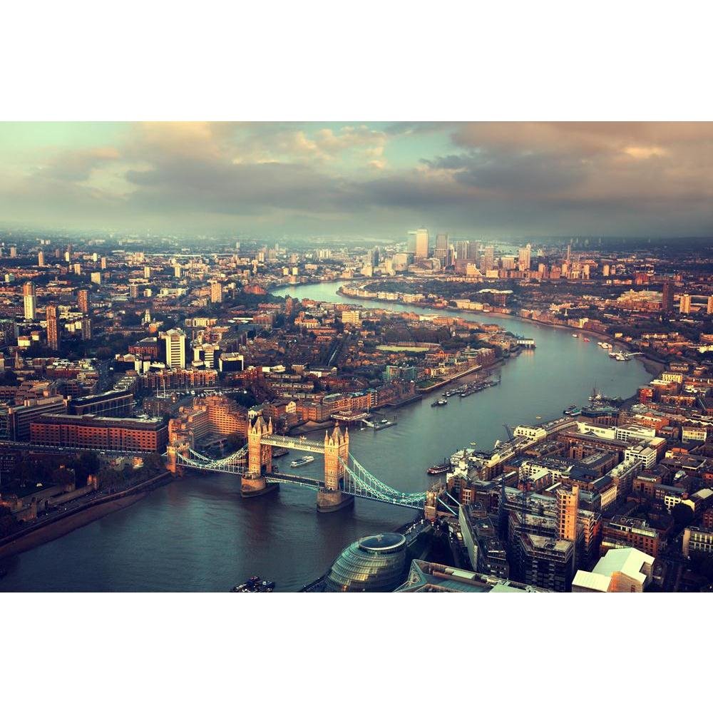 Pitaara Box London Aerial View with Tower Bridge, UK Canvas Painting MDF Frame 24.2 X 16Inch