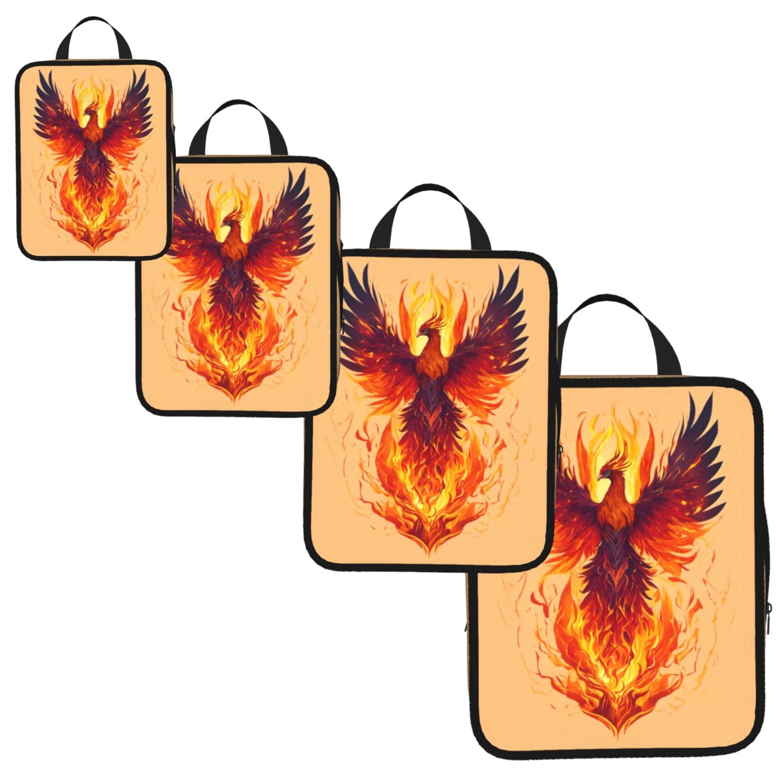 Phoenix Print 4 Set Compression Packing Cubes for Suitcases,Expandable Storage Bag Organizers