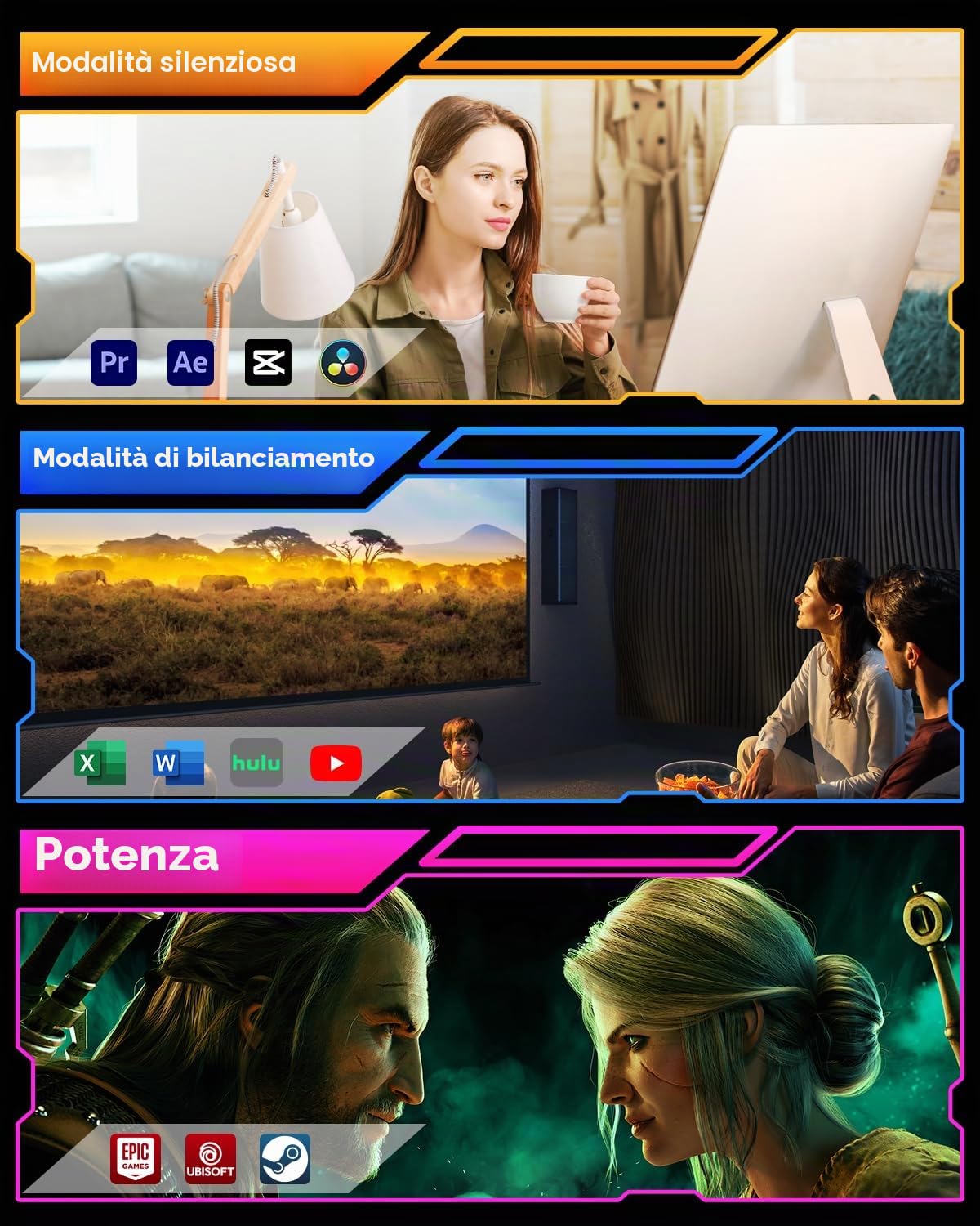 AOOSTAR GEM12+ Mini PC, Ryzen 7 PRO 8845HS Mini PC da gioco 32GB DDR5 RAM 1TB M.2 2280 PCIE4.0 SSD, Mini Computer Desktop con OCULINK/ 2*USB4(PD|8K@60Hz)/HDMI2.1/DP 1.4, 2 * 2,5G RJ45/WiFi 6/BT5.2