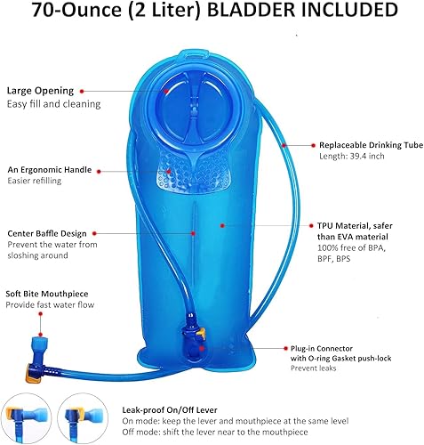 Miniatura 4 de Unigear Hydration Pack Backpack with 70 oz 2L Water Bladder for Running, Hiking, Cycling, Climbing, Camping, Biking