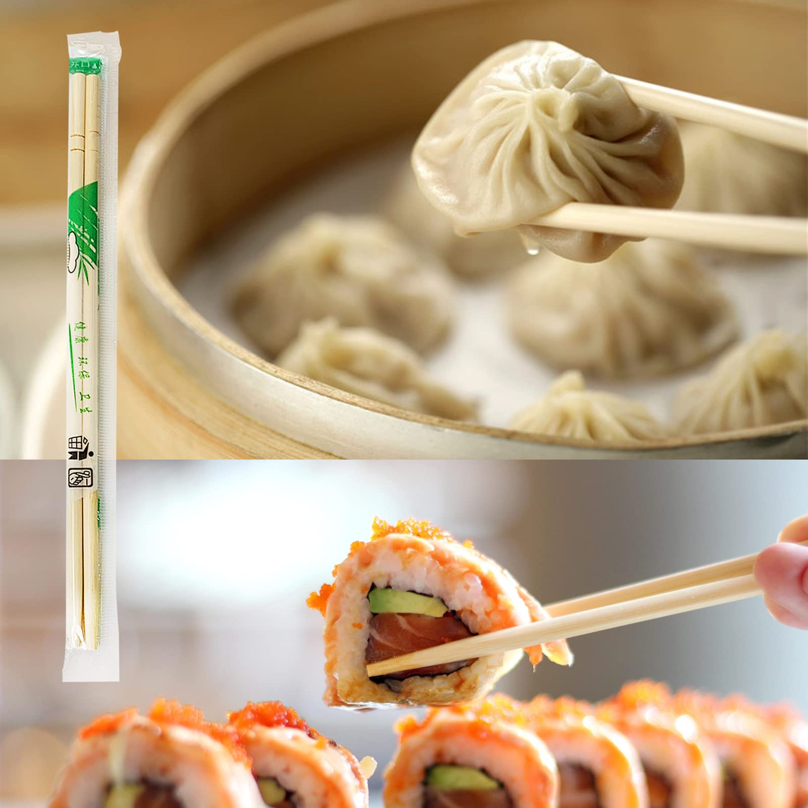 1000 Pairs 8 Inch Disposable Chopsticks, Separated Sleeved Individually Wrapped Disposable Bamboo Chopsticks, Bamboo Wooden for Noodles, Sushi, Asian Food — Amazon image 4