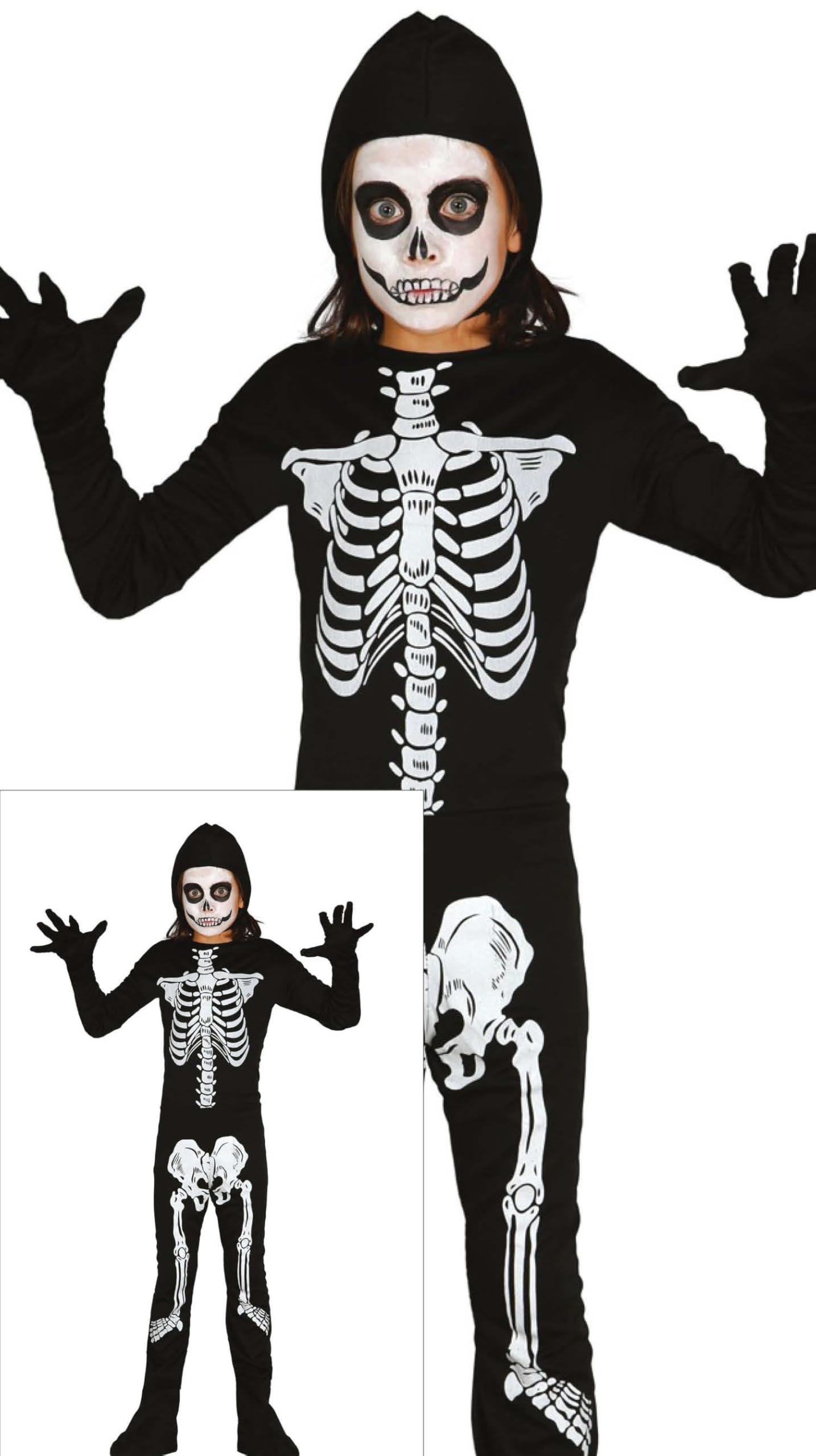 FIESTAS GUIRCA Halloween Children's Skeleton Costume Age 10-12 Years