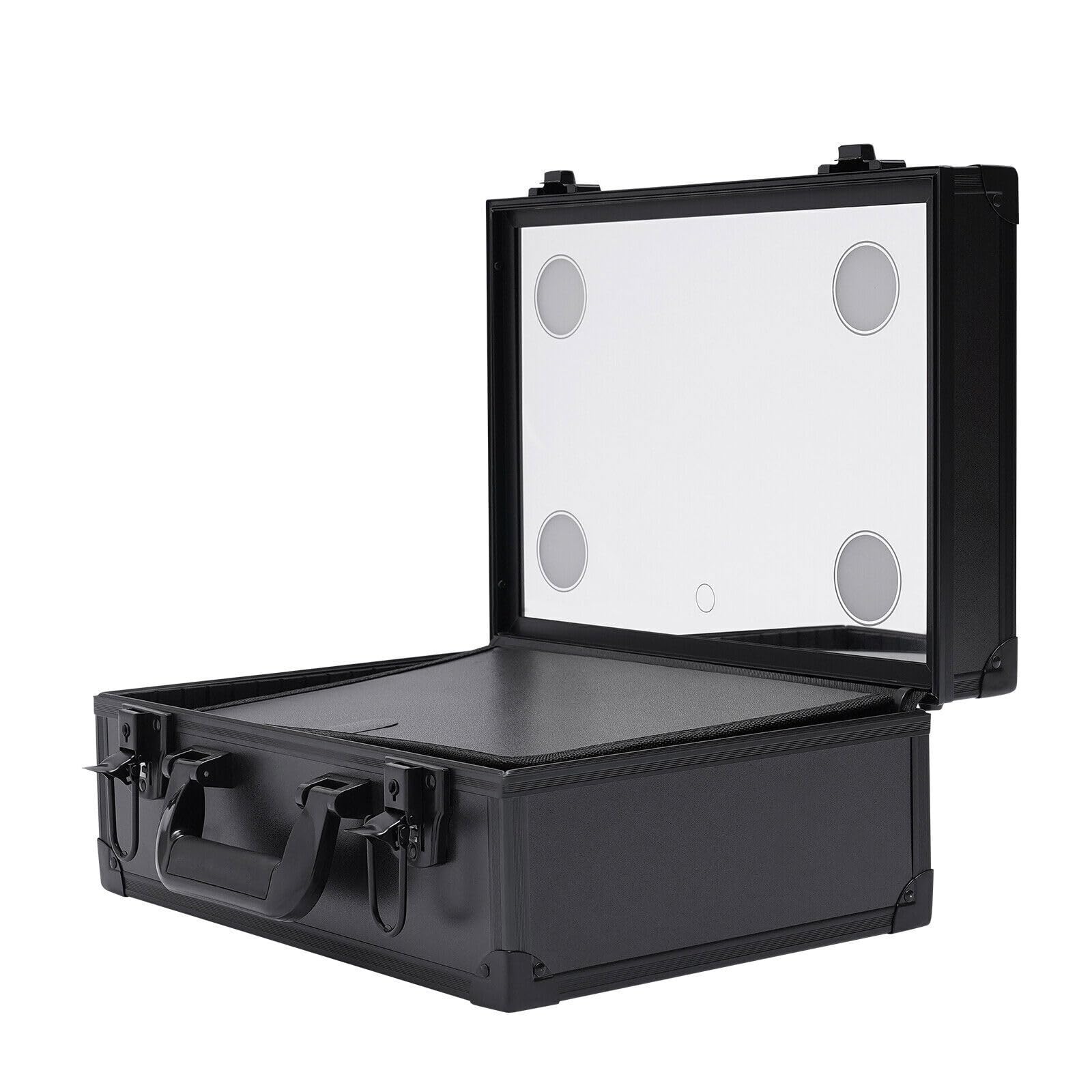 Custodia per trucco treno da viaggio organizer per cosmetici e valigie + 6 luci LED, nero, Nero , Viaggi