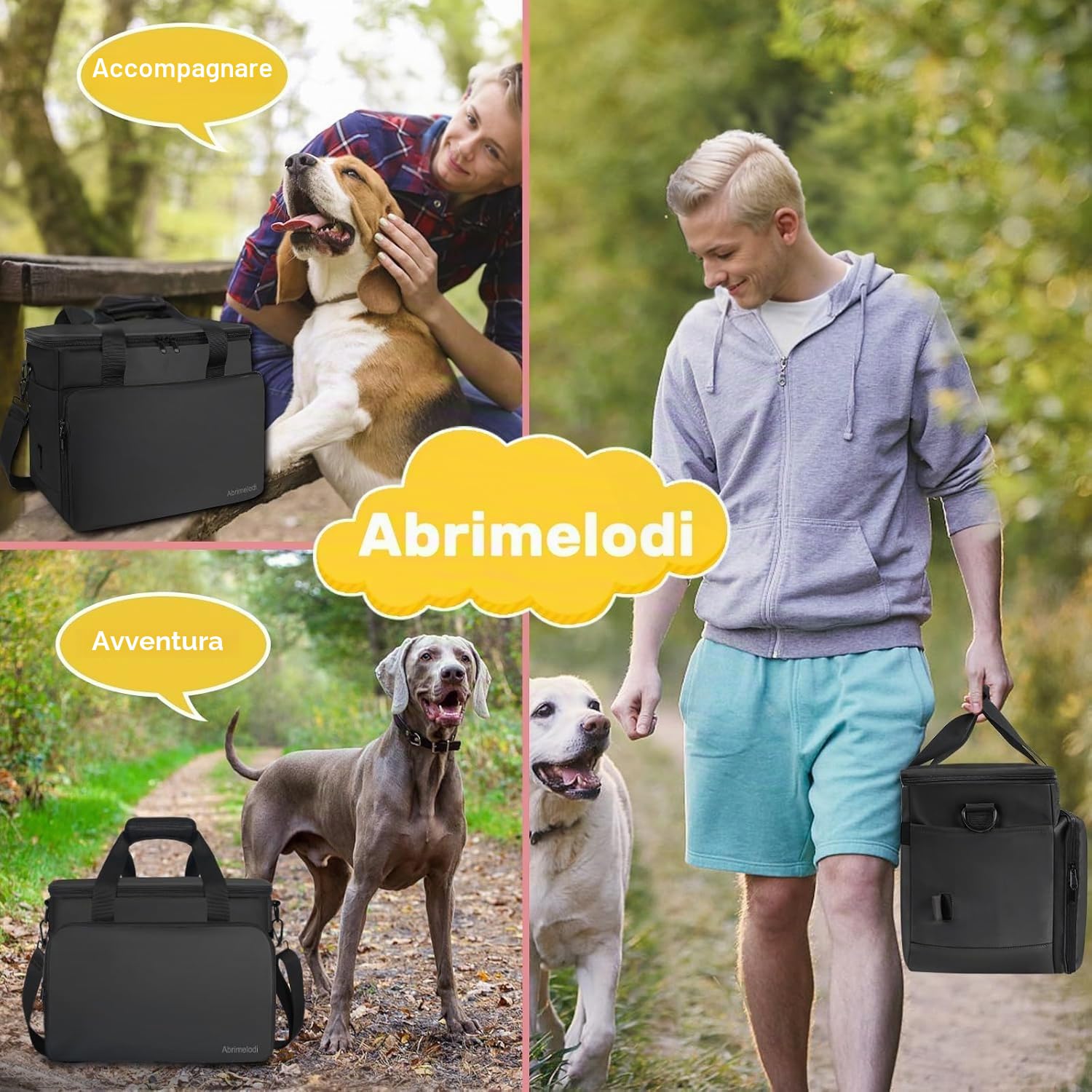 Set di 6 borse da viaggio per cani, kit da viaggio per animali domestici di grandi dimensioni include 2 contenitori per alimenti, 1 organizer da viaggio per cani, 2 ciotole pieghevoli, 1