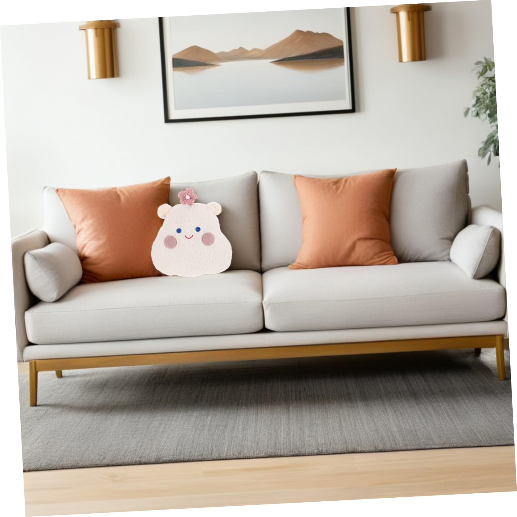 Cojín Lumbar de Felpa para Coche, Diseño Adorable y Transpirable, Fácil de Limpiar, para Aliviar la Fatiga Cintura en Casa Coche