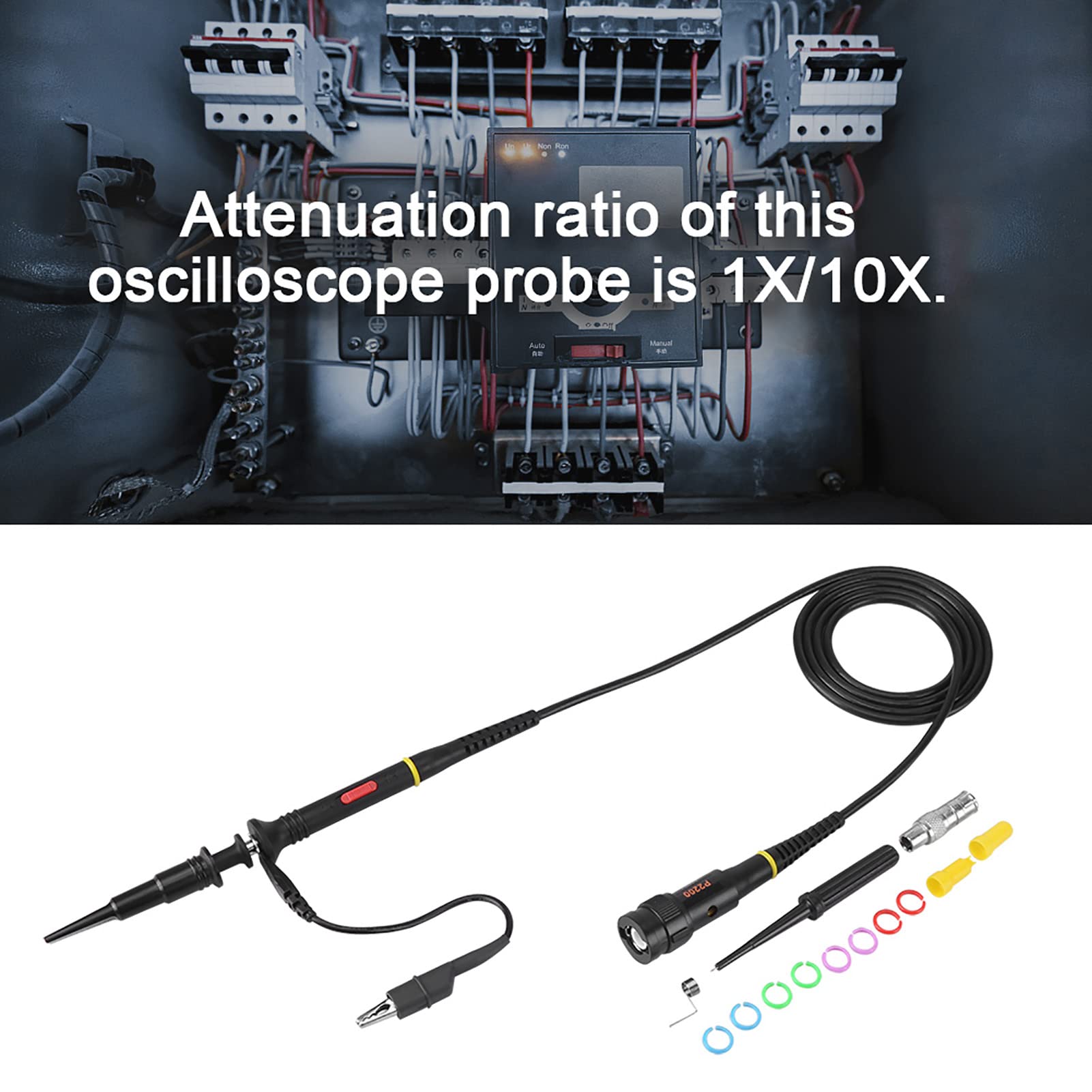 1 Stück Oszilloskop Tastkopf 200MHz Oszilloskop Bereich Oszilloskopsonde Testsondenklemme Bnc P2200 X10/X1 Schwarz