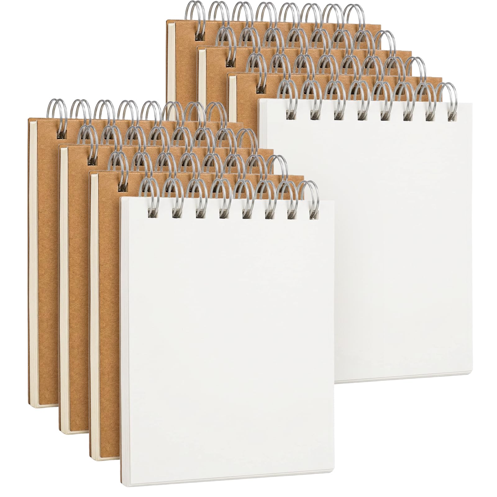 SIMDAO 8 Pack A6 Spiral Notebooks, Small Spiral Bound Memo Pads with 1280 College Ruled Pages Total, Kraft Hardcover Lined Note Pads, 4.1"x 5.8" Pocket Notebook for School, Office, Work and Travel