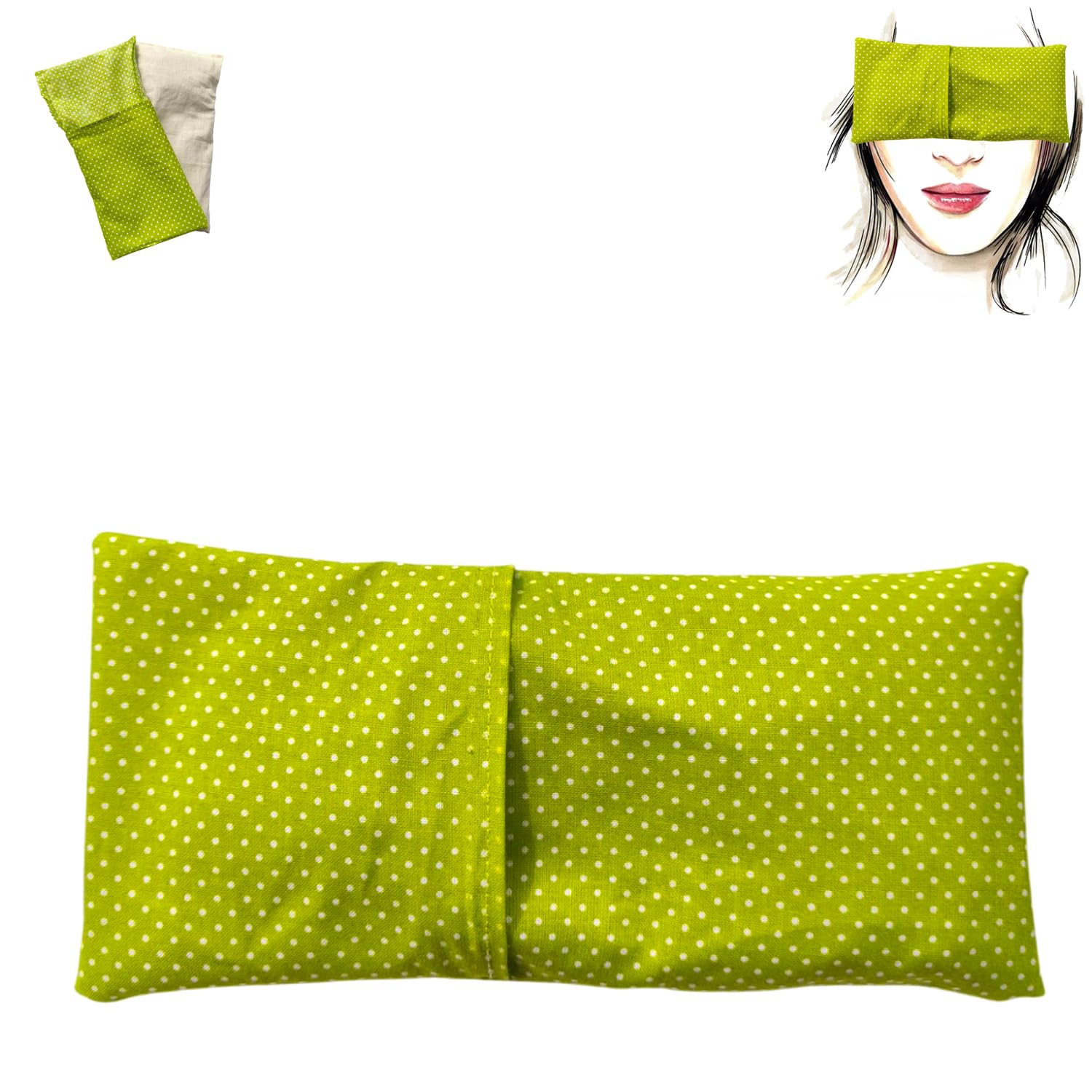 Cuscino per occhi "Verde" (1 ripieno e 1 federe lavabili) | Semi di lavanda e riso | Yoga, Meditazione, rilassamento, riposo oculare