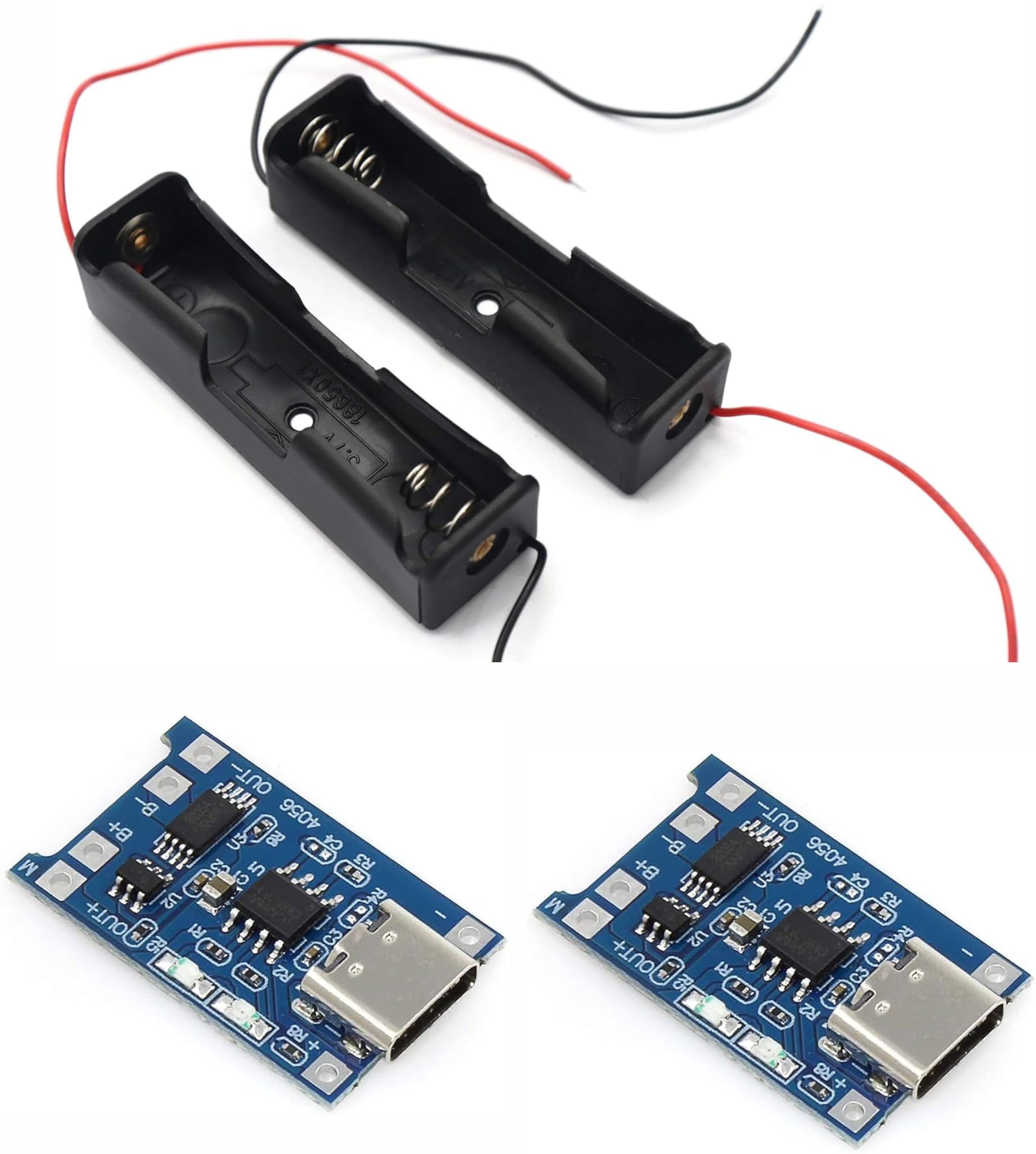 Pack of 10 18650 Single Battery Holder with Wire Leads for Lithium Battery with 2,pcs TP4056 Type-C USB Lithium Battery Charger Module 2,pcs Free-image-25