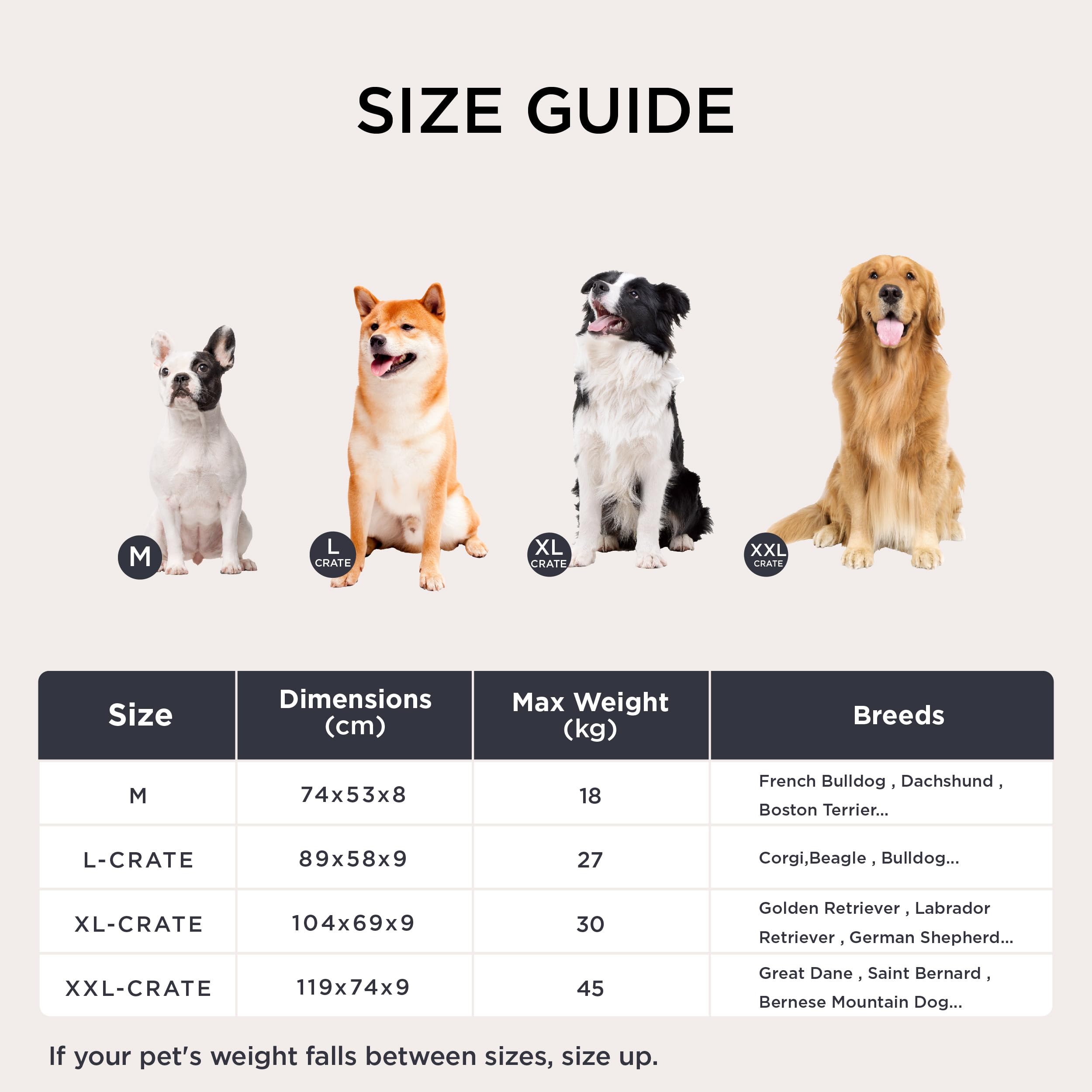 Bedsure Cama para Jaula de Perro Lavable Extra Grande - Colchón Calmante XL para Perros con Base Antideslizante, Cojín Almohada para Mascotas para XLarge, Camello, 104 x 69 x 8 cm