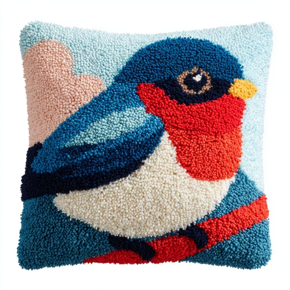 AxiangziK Latch Hook Cushion Kit,Bird DIY Throw Pillow Cover 43X43Cm