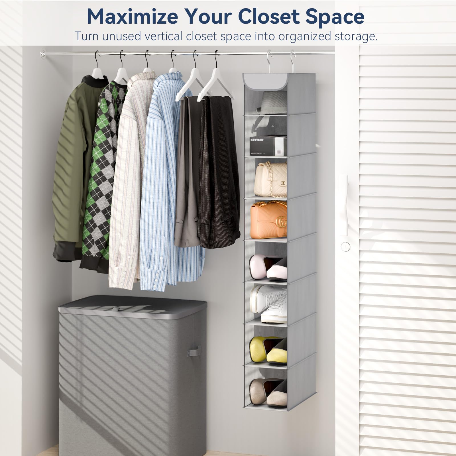 Whitmor Scarpiera sospesa – 8 sezioni – Organizer Armadio – Grigio