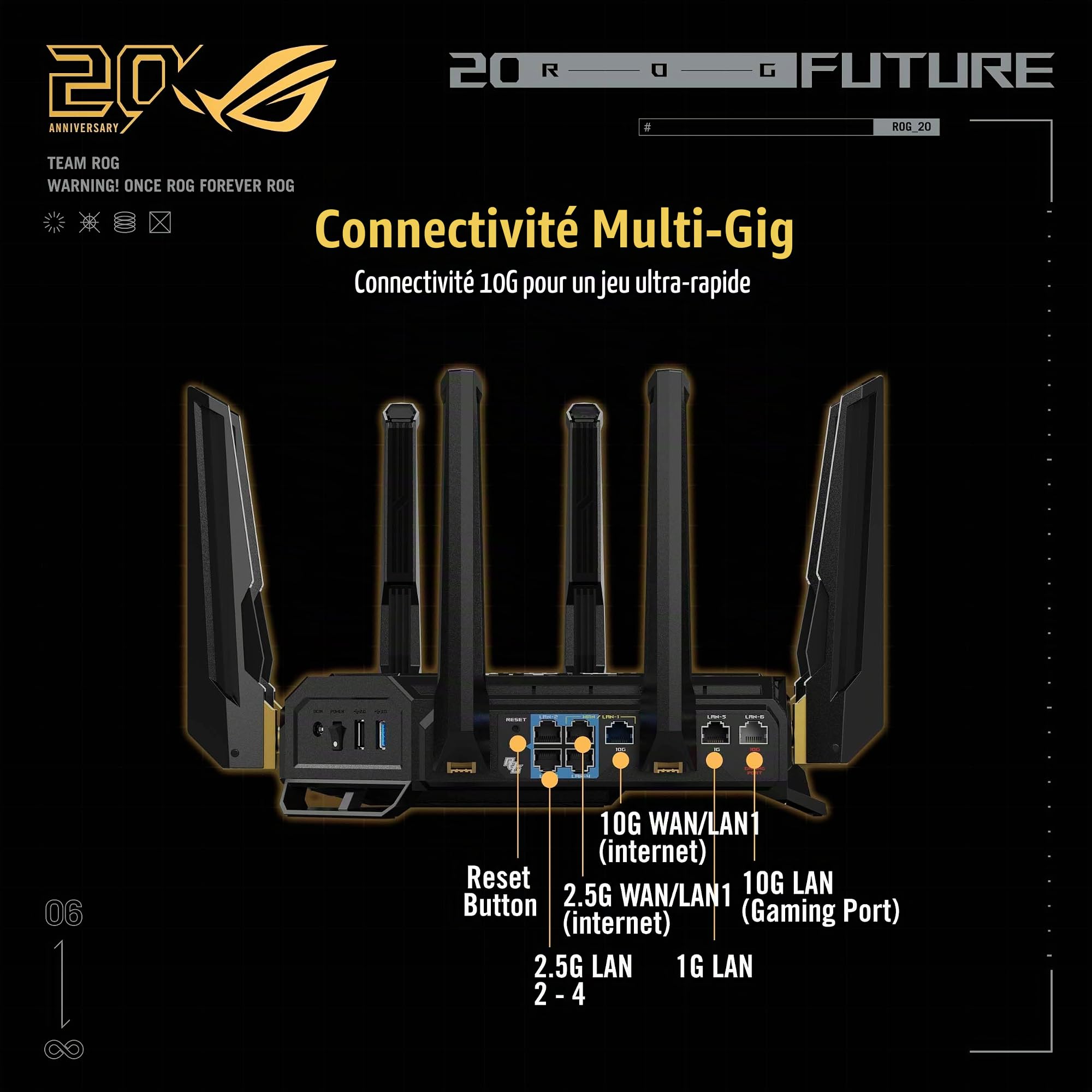 ROG GT-BE98 Edition 20 - Routeur Wi-FI 7 Gaming Quad-Bande BE25000 Dual 10G