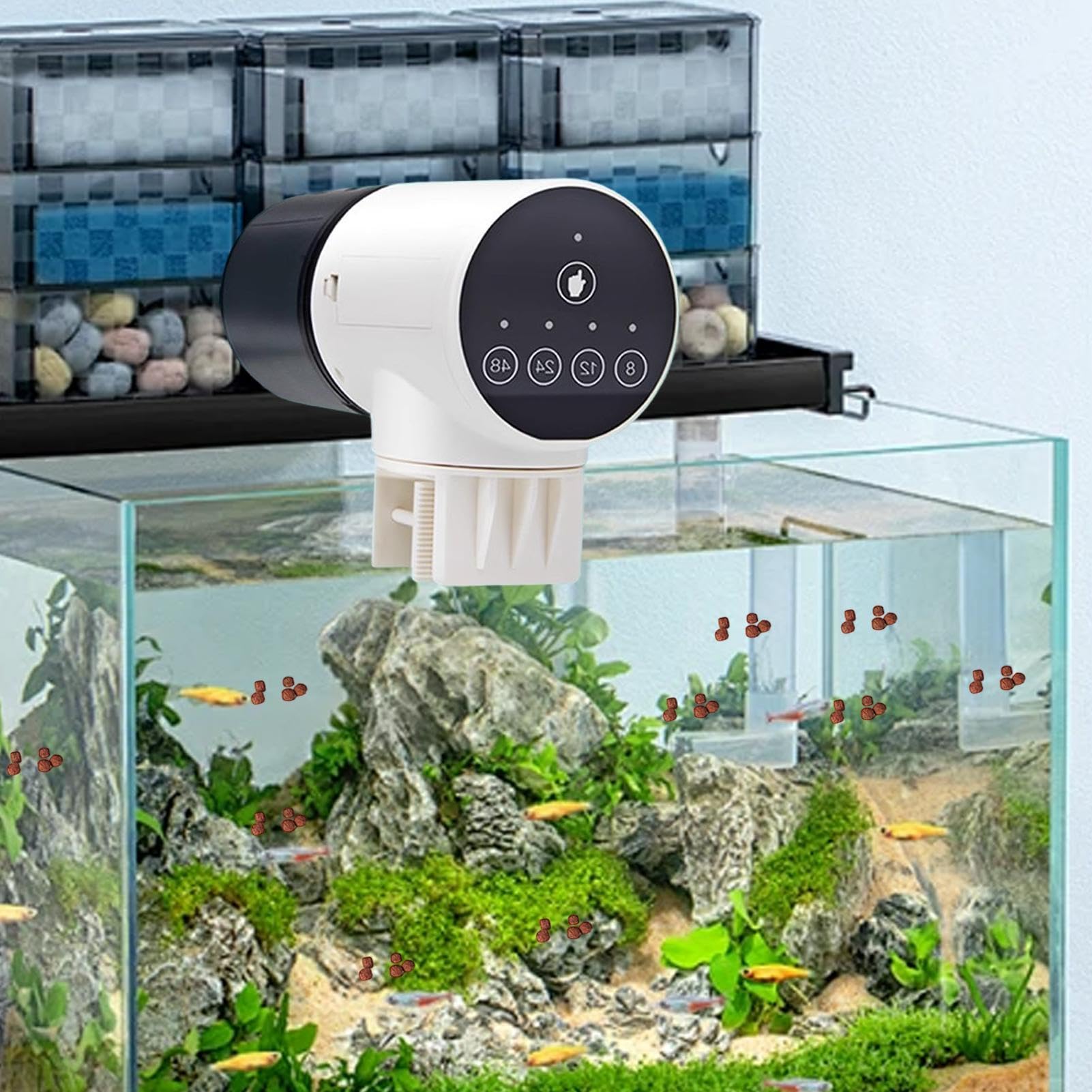 Distributore di cibo per acquario a 3 velocità di grande capacità