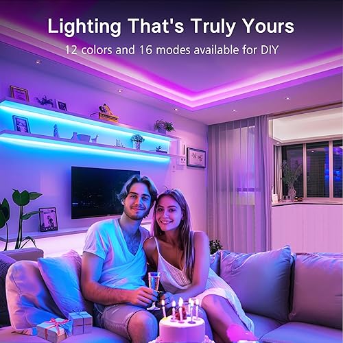 Miniatura 2 de EMITEVER Tira de luz LED RGB de 16.4 pies, regulable COB 24 V, kit de luz LED flexible que cambia de color con control remoto, 3150 LED de alta