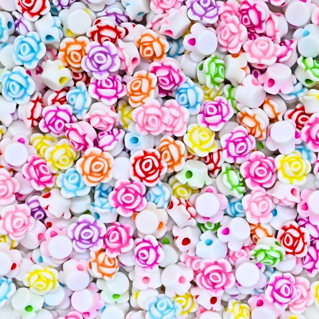 Satra Traders Assorted Rose Flower Beads for Jewelry Making, DIY Crafts, Kids Activities | Qty : 100g | Size : 12mm-image-46
