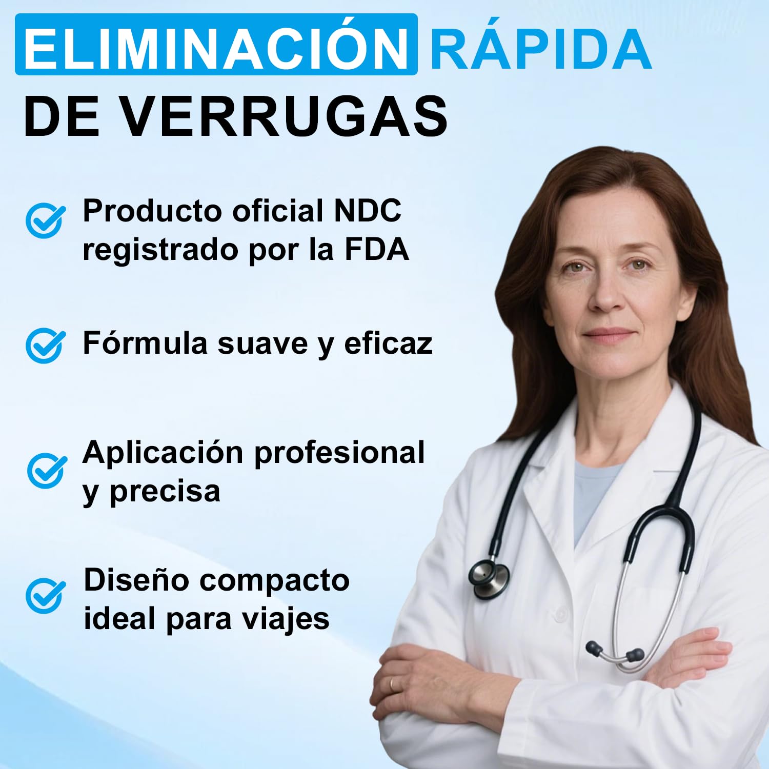 Removedor de verrugas de acción rápida para rostro y cuerpo - Lápiz con ácido salicílico y pincel de precisión | Fórmula suave para eliminar verrugas, tamaño viaje (2.5ml)