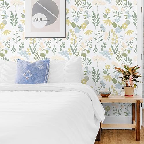 Miniatura 2 de Papel tapiz floral para despegar y pegar, papel tapiz de hojas para dormitorio, papel tapiz bohemio floral para armarios, papel tapiz autoadhesivo