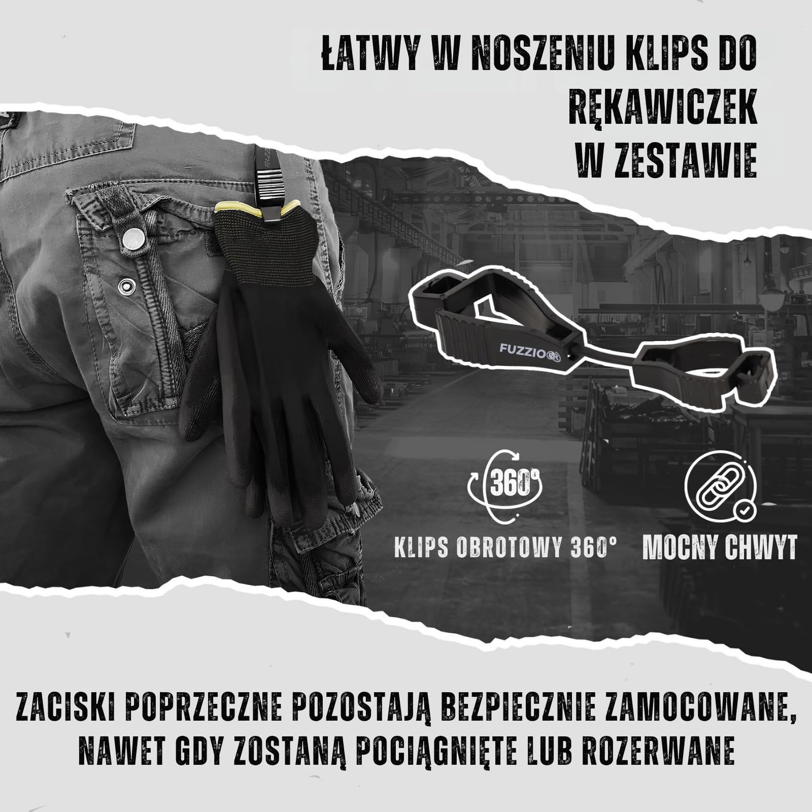 FUZZIO 24 pary rękawic roboczych Jurav PU - klamry robocze XL-10