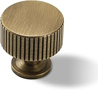 Vista 11 de Paquete de 5 pomos de gabinete de cocina de latón macizo, tiradores de cajón de oro mate, diámetro de 1-1/10 pulg. 28 mm, manijas modernas