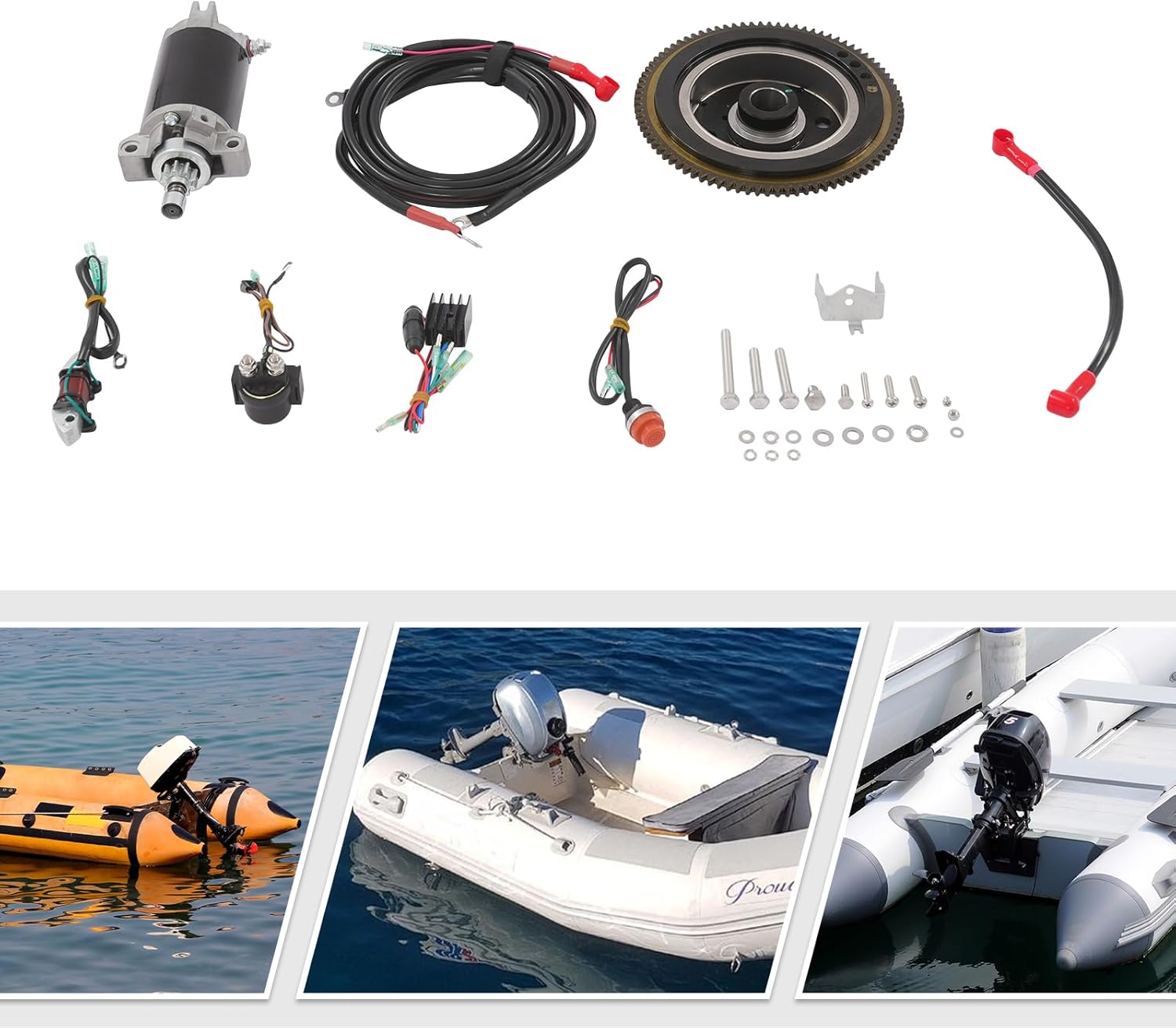 Electric Start Kit Fit for 40HP 2-Stroke Outboard Motor - Easy Installation, Durable Starter Motor Conversion Kit for Boating, Fishing & Marine Adventures