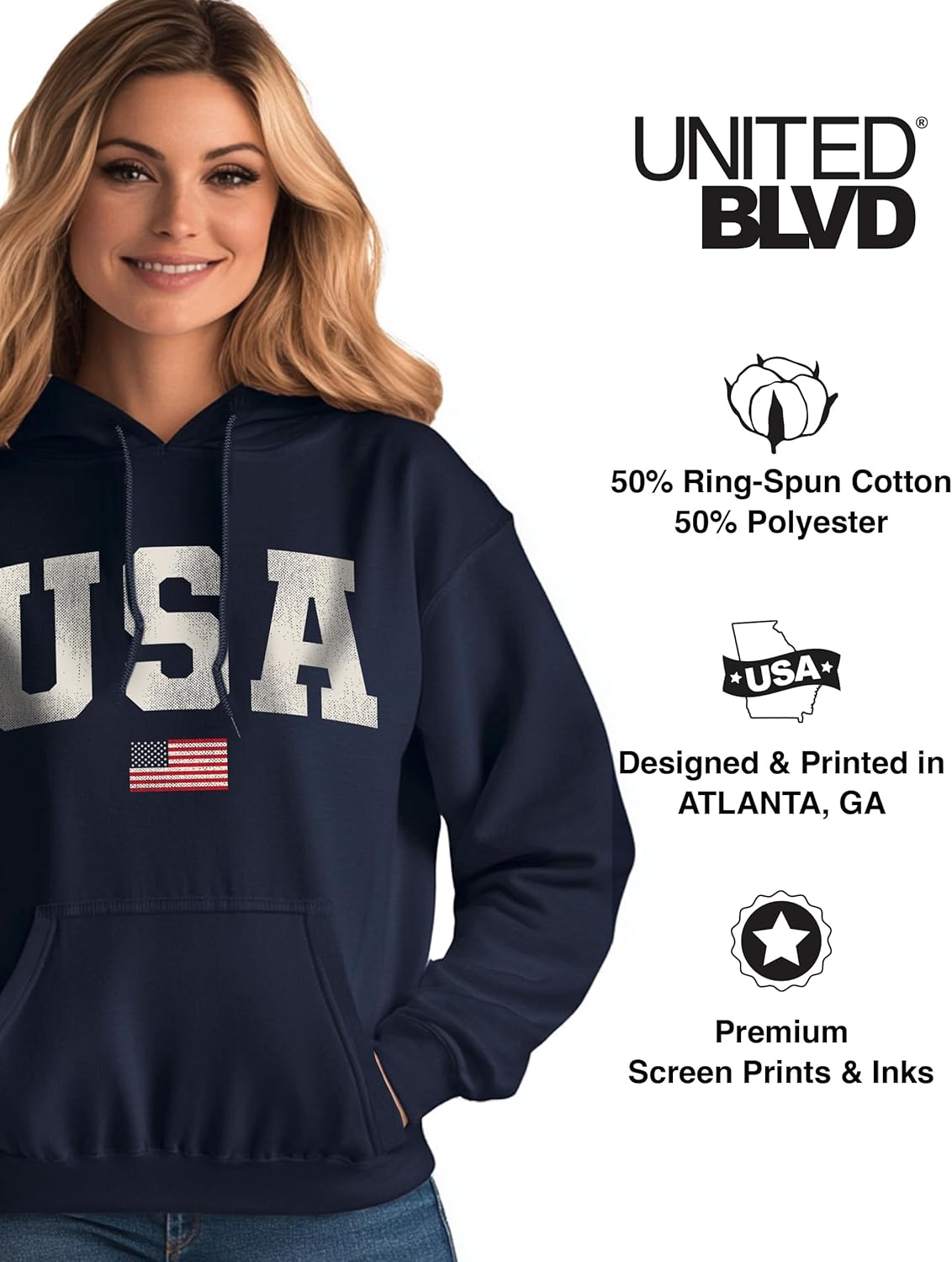 USA Fourth of July Holiday Unisex Pullover Hoodie Sweatshirt | Comfortable Patriotic Pullover for Men & Women - Image 2