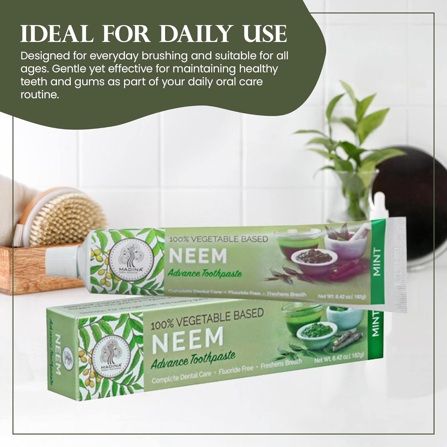 Madina Neem Advance Toothpaste – 6 Pack, Natural Oral Care, Herbal Toothpaste, Antibacterial, Antifungal, Plaque Control, Breath Freshening, Daily Use, Oral Hygiene, 6.42 oz Each