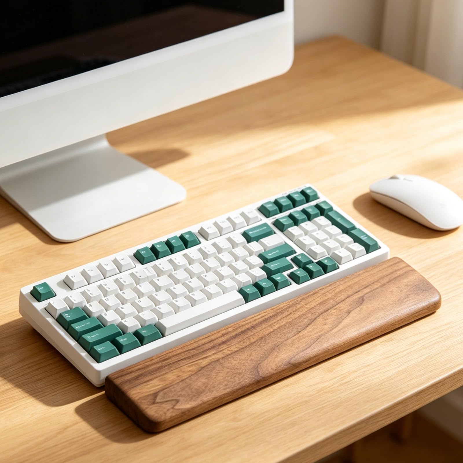 Juego de reposamuñecas de madera natural para teclado y palmas de mano para oficinas y uso doméstico