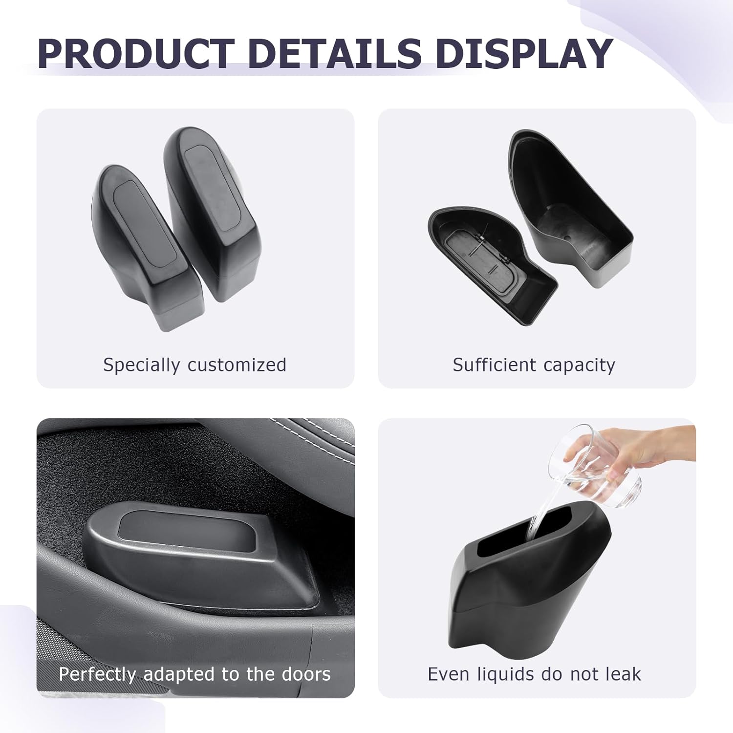 LUWU Car Trash Can Compatible with 2018-2022 2023 2024 2025 Tesla Model3 & ModelY Interior Accessories Car Trash with Lid Portable Mini Trash Dustbin Garbage Trash Bin Car Waste Bin Leak-Proof 2PCS