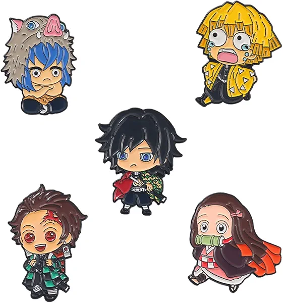 YURAOER Anime Slayer Keychain Pin Set - Cartoon Figures 9 Hashiras Mini Katana Sword Key Chains Enamel Pin Jewelry Men Women
