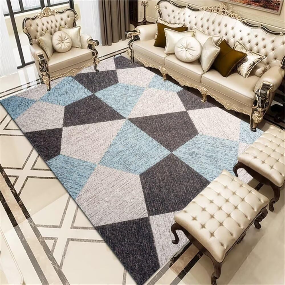 Tapis chambre enfant fille doux et géométrique flou 160x200cm lavable et isolant