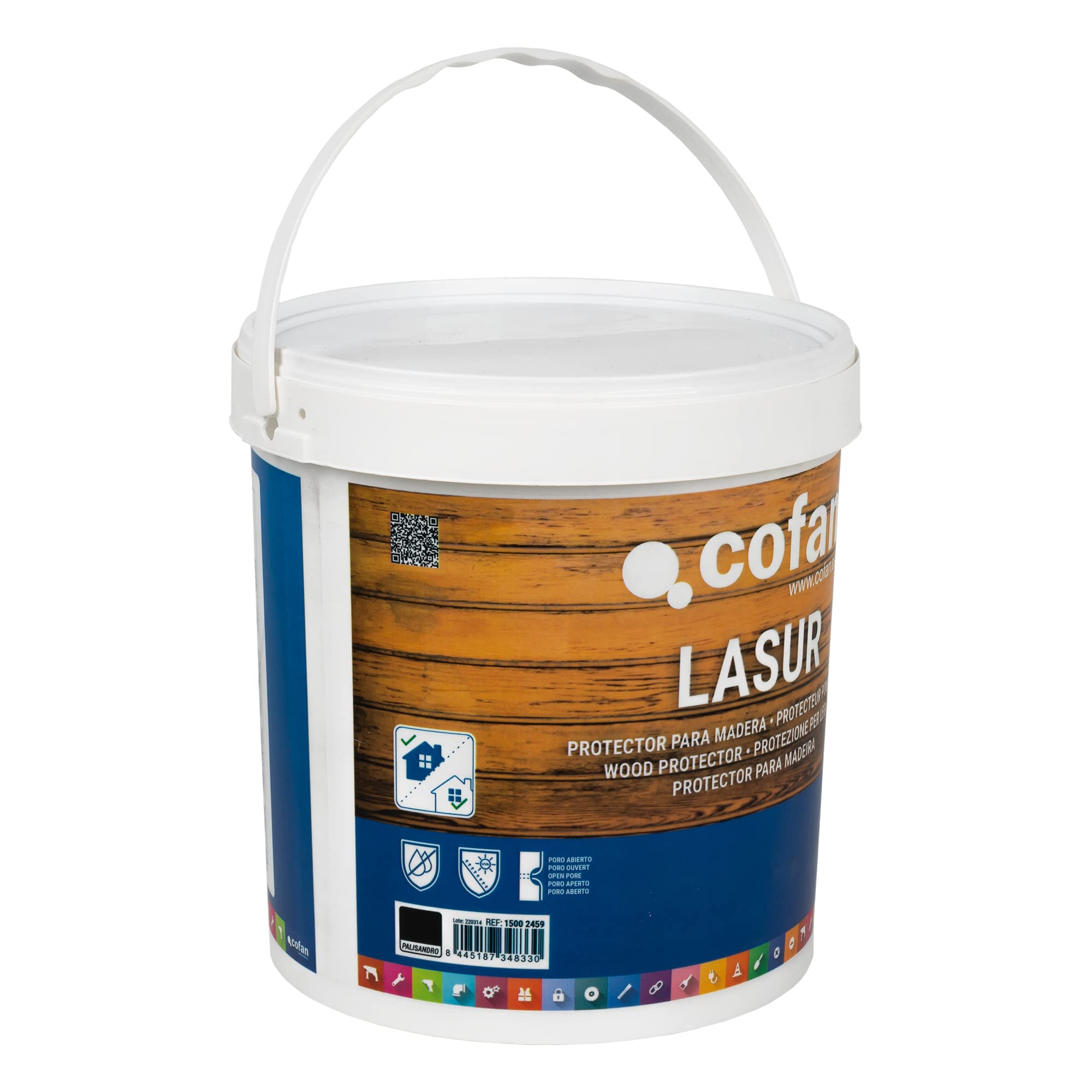 Cofan Lasur Protector al Agua para Madera | Color Palisandro con acabado Mate | Bote de 4 litros