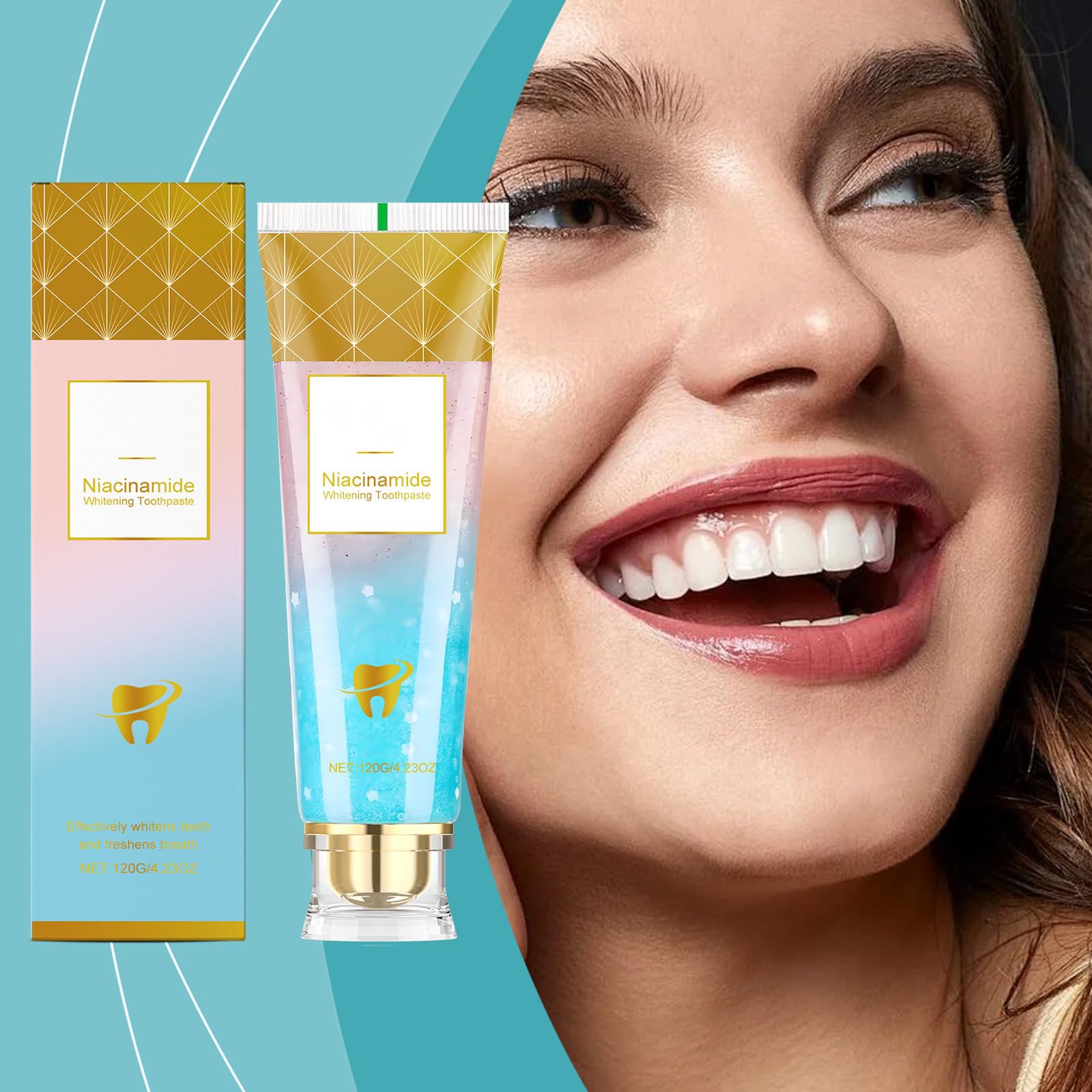 Niacinamide Dentifricio sbiancante per adulti, dentifricio sbiancante radiante, senza fluoro per denti sensibili, alito fresco, rimuove lo scolorimento dei denti. (5 pezzi)
