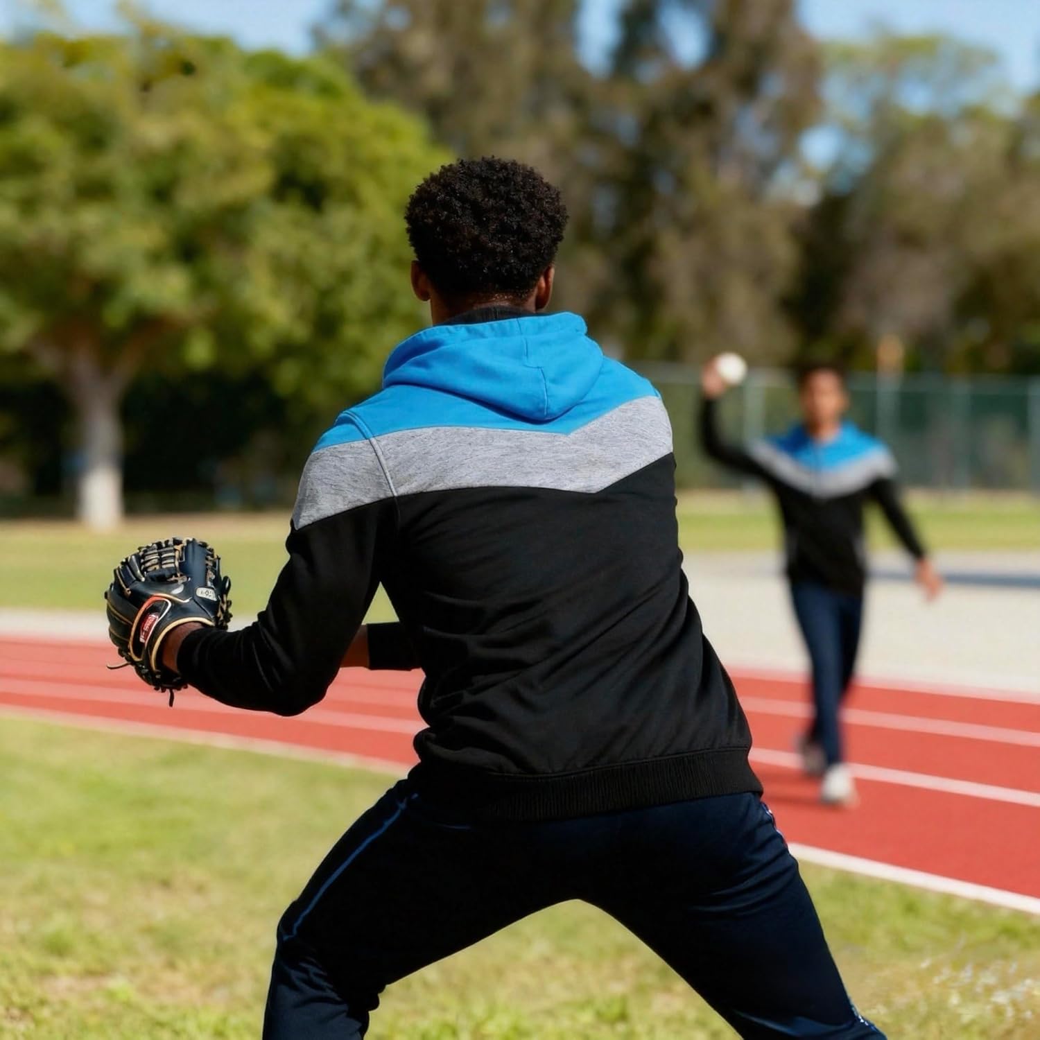 MOONCOLOUR Men's Fashion Novelty Color Block Hoodies Long Sleeve Fleece Hooded Pullover Sweatshirts with Pockets - Image 3