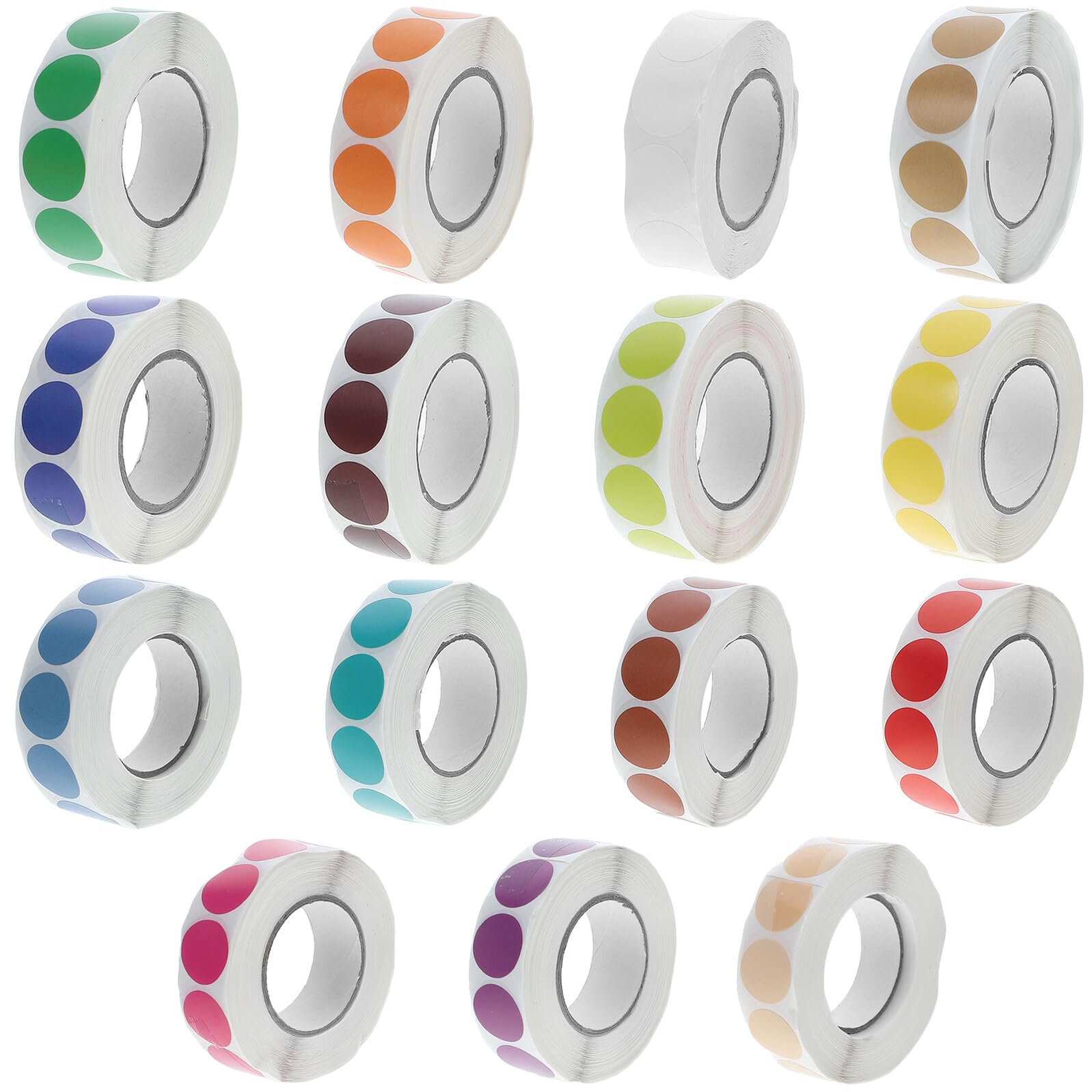 15 pièces Étiquettes Rondes Autocollantes Multicolores Pastilles Auto-adhésives pour Codage Couleur Ruban Étiqueteuse Pratique pour École et Bureau Adhésion Forte et Retrait