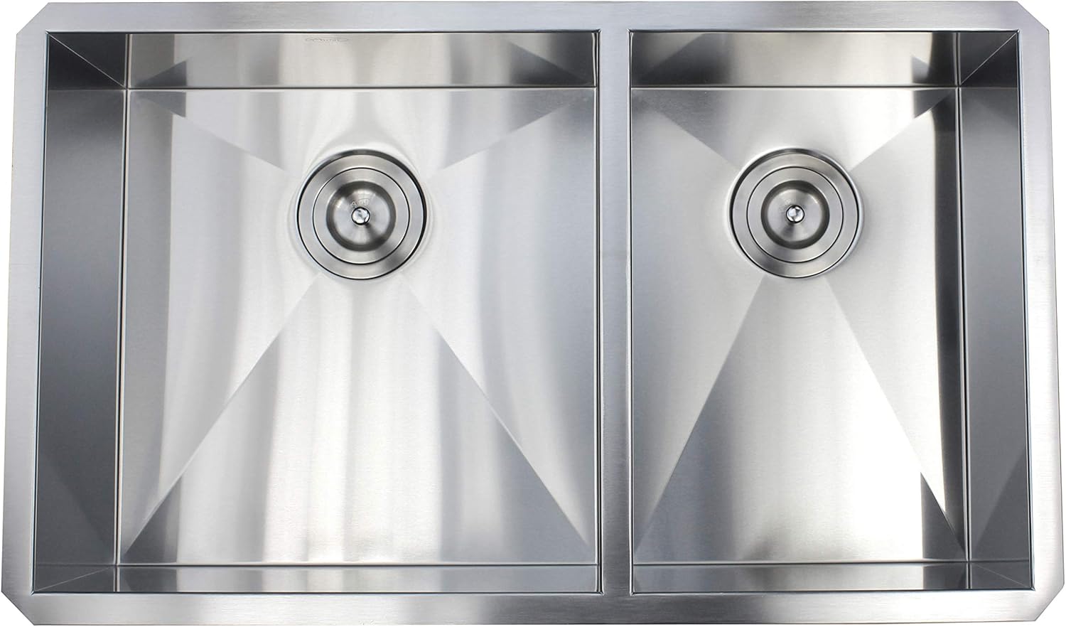 Contemporary Durable Zero Radius 16 Gauge Stainless Steel Double Bowl Undermount Kitchen Sink with Lift-out Basket Strainer (32 Inch 60/40)
