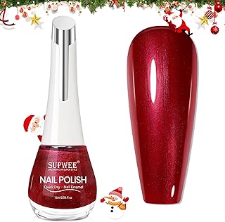 Christmas Nail Polish Quick Dry Cherry Red Nail Polish Burgundy Nail Lacquer Shimmer Iridescent Fingernail Polish for Beginner Finger Toe Manicure DIY 16ml/0.54fl oz