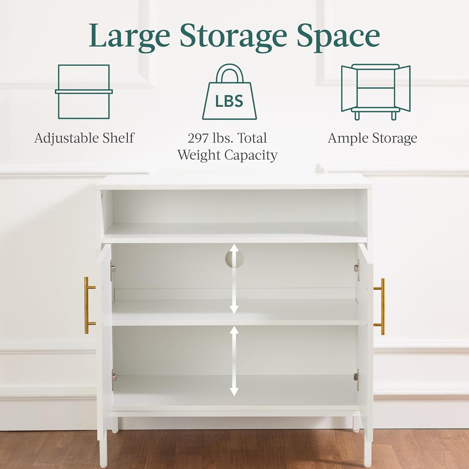 Best Choice Products Rattan Sideboard Buffet Cabinet, Entryway Table, Accent Storage Cabinet, Console Table for Hallway, Living Room, Dining Room - White
